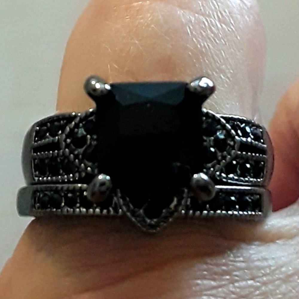 Vintage Dual Band Crystal Ring For Women Size 8